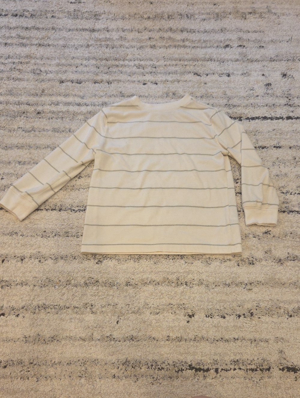 Carter's Cream and Green Striped Long Sleeve Tee